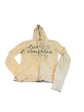 Light Beige Zip Hoodie with 'Los Angeles' Script